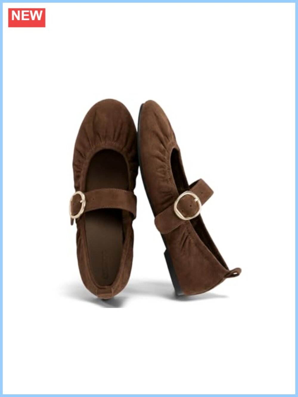 Women's Mary Jane Flats Faux Suede Adjustable Strap Slip On